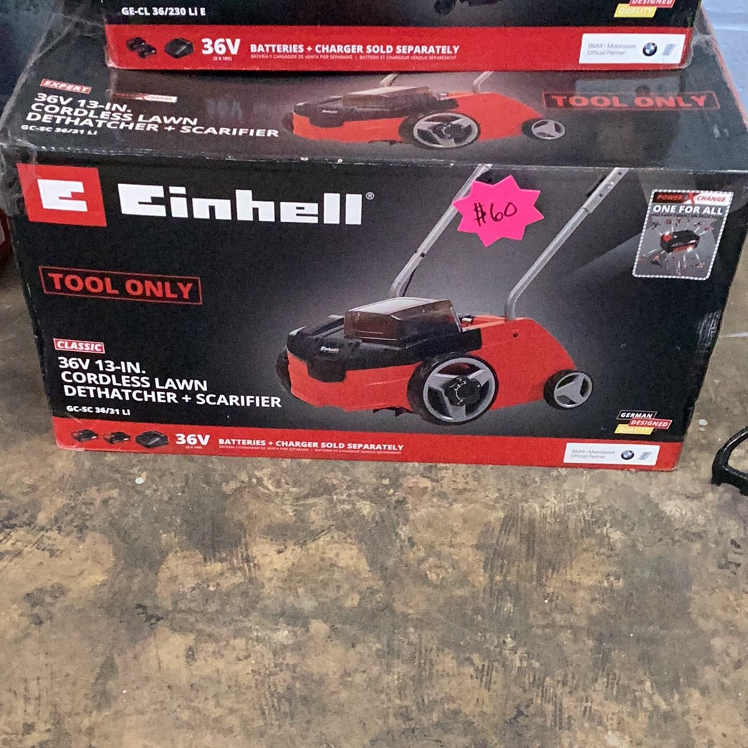 Einhell GC-SC Power-X-Change 36-Volt Cordless 12-Inch Scarifier and Dethatcher, Tool Only (Battery and Charger Not Included)