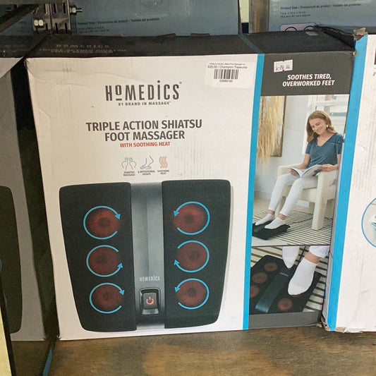 HoMedics Shiatsu Select Foot Massager with Heat – Shiatsu Foot Massager with Heat, Therapeutic Kneading & Rolling, 4 Rotational Heads with 12 Massage Nodes, Toe-Touch Control