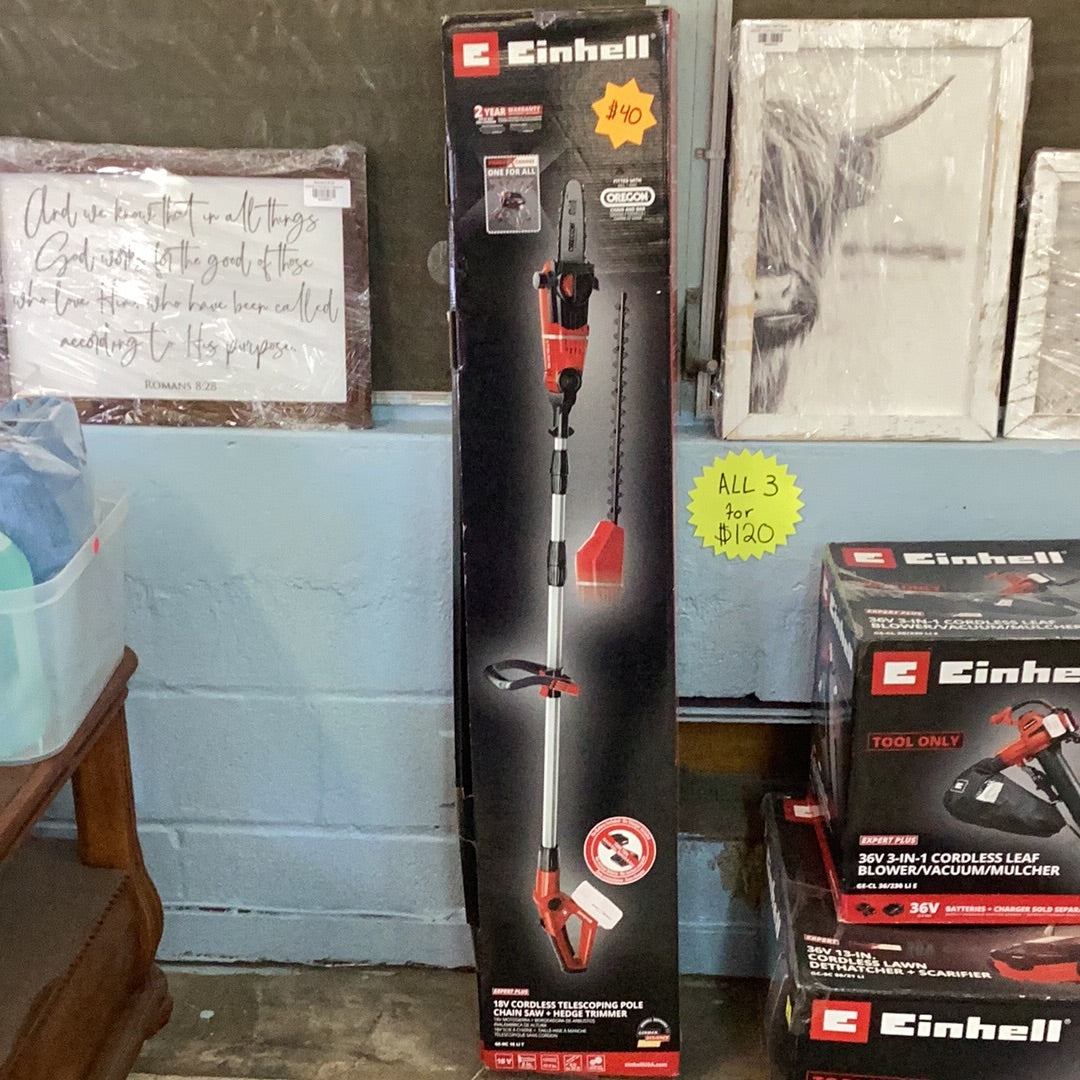 EINHELL GE-HC Power X-Change 18-Volt Cordless Telescoping Garden Multi-Tool, Interchangeable 8-Inch Pole Saw and 18-Inch Hedge Trimmer, Tool Only (Battery and Charger Not Included)