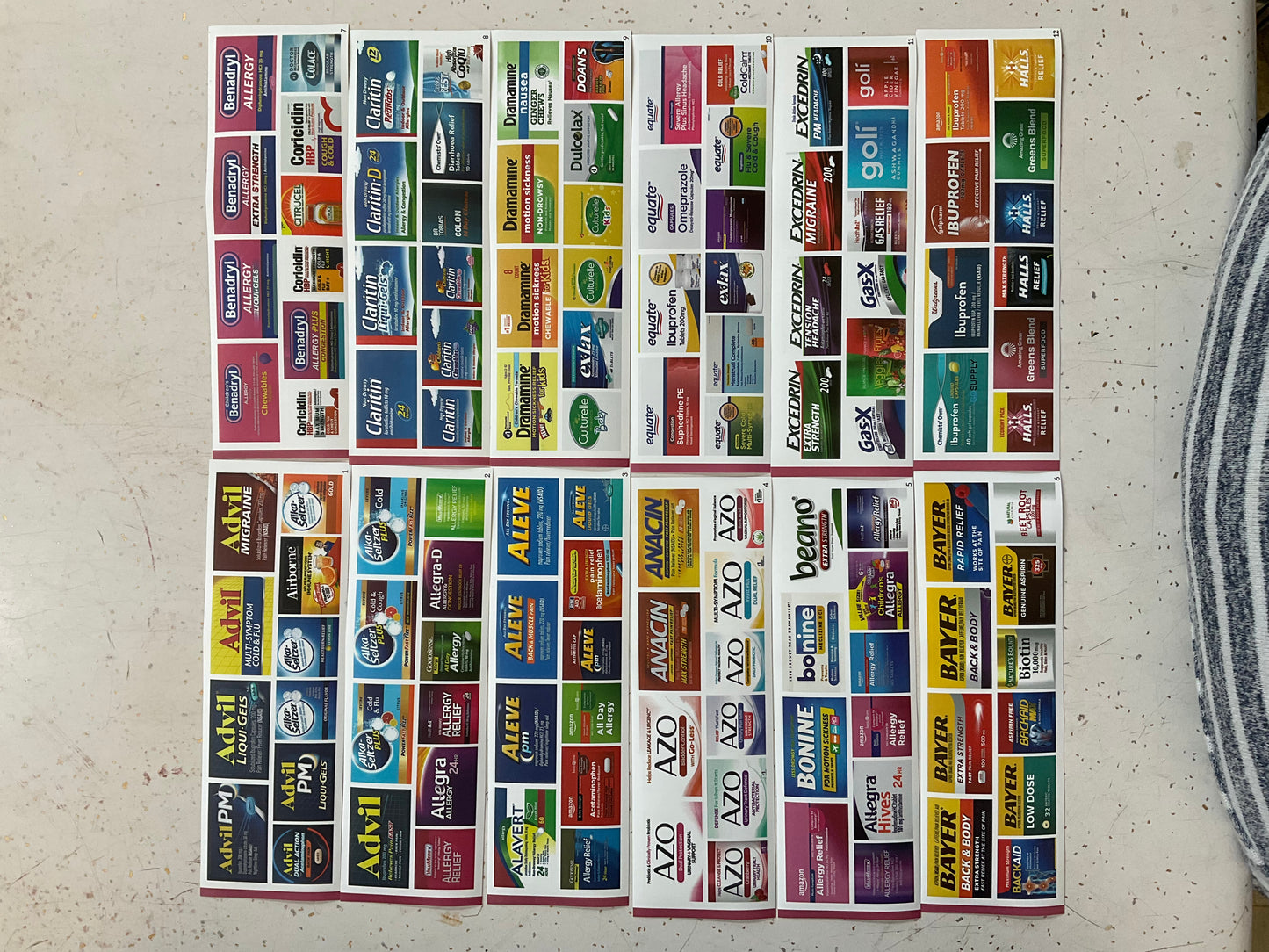 Travel pill case and labels