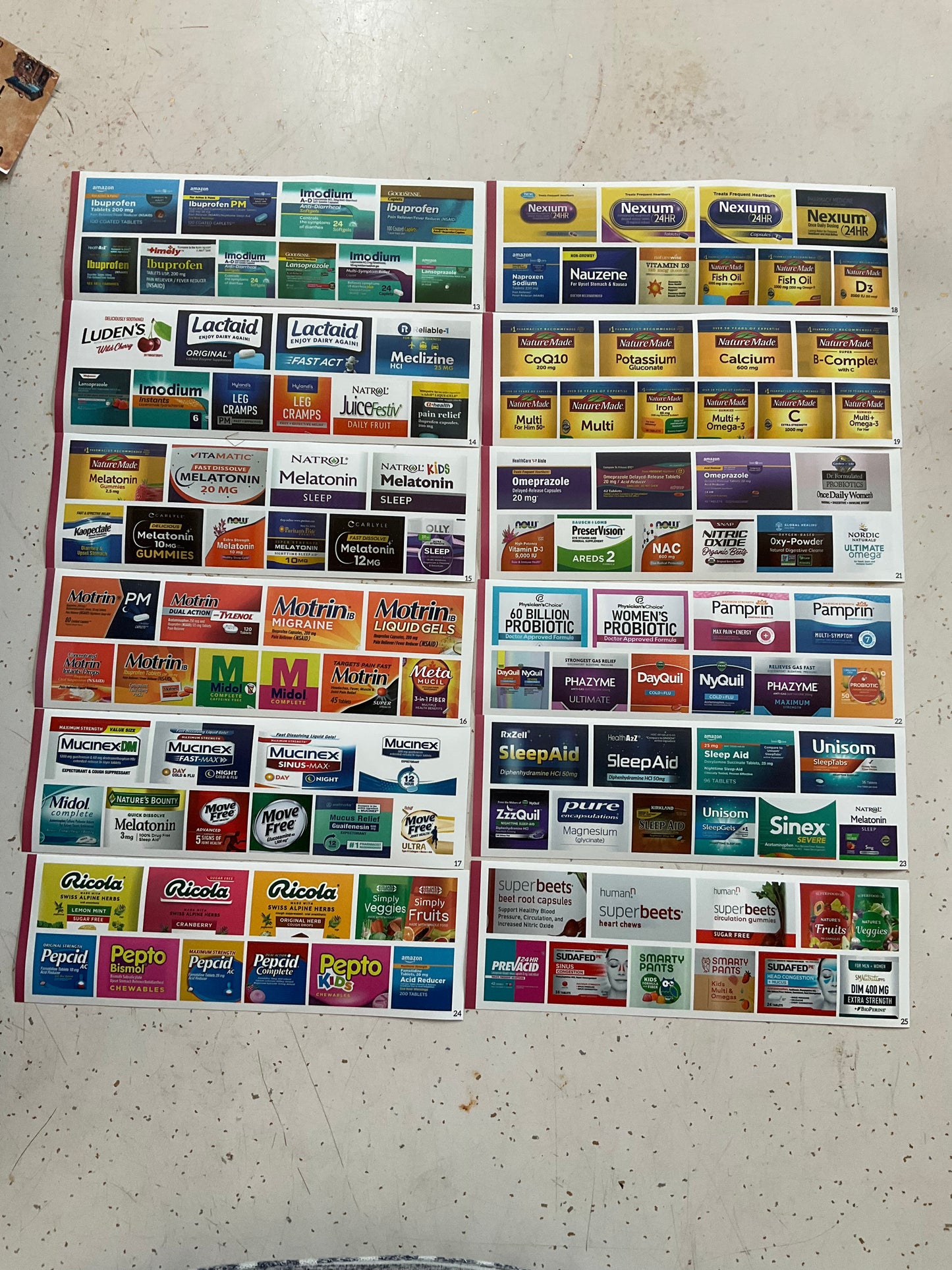 Travel pill case and labels